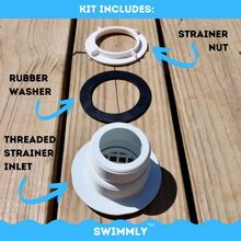 Load image into Gallery viewer, 1-1/2" Threaded Inlet Strainer Connector Kit for Stock Tank Pools (1500 / 2500 gph Filter Pumps
